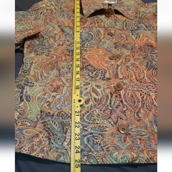 Baxter Wells Jacquard Paisley Pink Blue JacketBlazer Size L BohoChic Embroidered - Picture 5 of 9